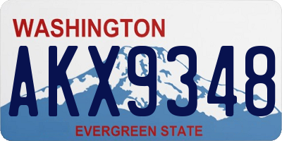 WA license plate AKX9348