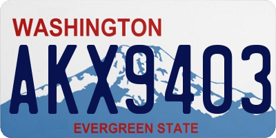 WA license plate AKX9403