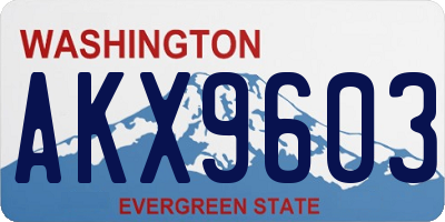 WA license plate AKX9603