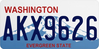 WA license plate AKX9626