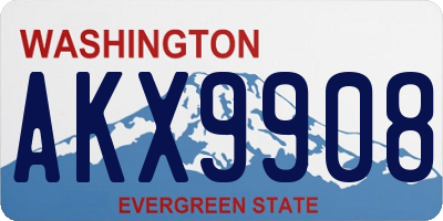 WA license plate AKX9908