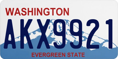 WA license plate AKX9921