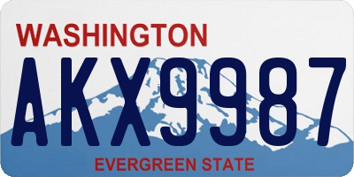 WA license plate AKX9987