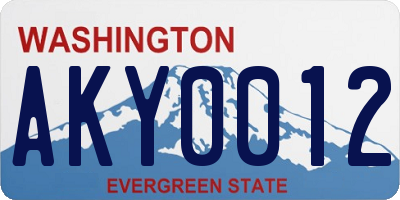WA license plate AKY0012