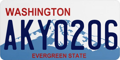 WA license plate AKY0206