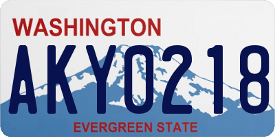 WA license plate AKY0218