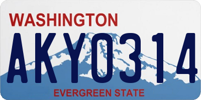 WA license plate AKY0314
