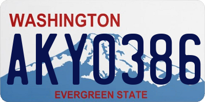 WA license plate AKY0386