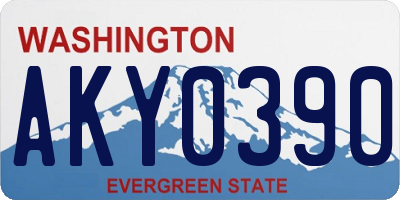 WA license plate AKY0390
