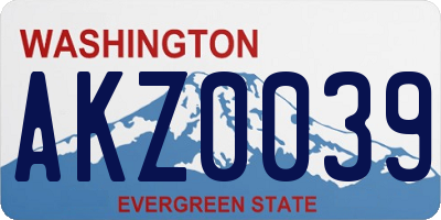 WA license plate AKZ0039
