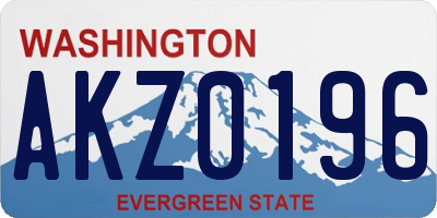 WA license plate AKZ0196
