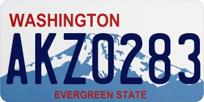 WA license plate AKZ0283