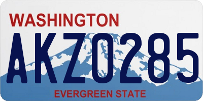 WA license plate AKZ0285