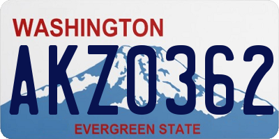 WA license plate AKZ0362