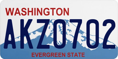 WA license plate AKZ0702