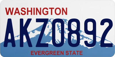 WA license plate AKZ0892