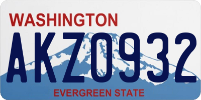 WA license plate AKZ0932