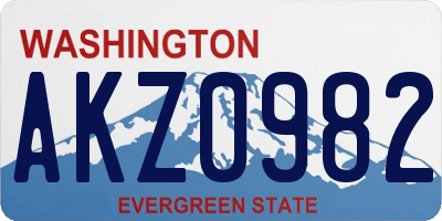 WA license plate AKZ0982