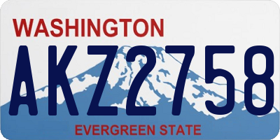 WA license plate AKZ2758