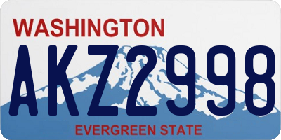 WA license plate AKZ2998
