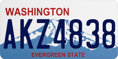 WA license plate AKZ4838