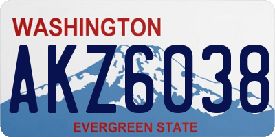 WA license plate AKZ6038