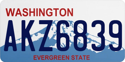 WA license plate AKZ6839