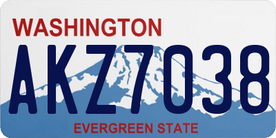 WA license plate AKZ7038