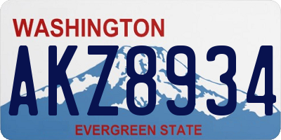 WA license plate AKZ8934