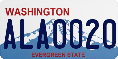 WA license plate ALA0020