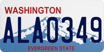 WA license plate ALA0349