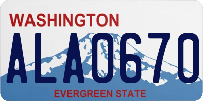 WA license plate ALA0670