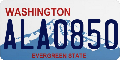 WA license plate ALA0850
