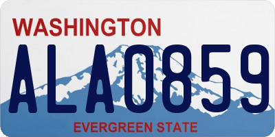 WA license plate ALA0859