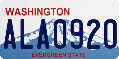 WA license plate ALA0920