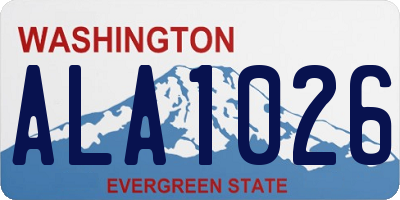 WA license plate ALA1026