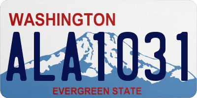 WA license plate ALA1031