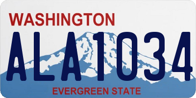 WA license plate ALA1034