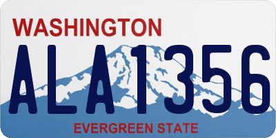 WA license plate ALA1356