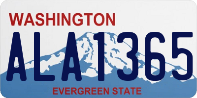 WA license plate ALA1365