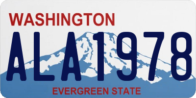 WA license plate ALA1978