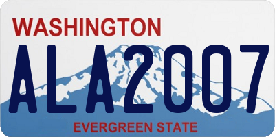 WA license plate ALA2007