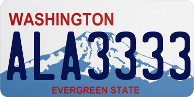 WA license plate ALA3333