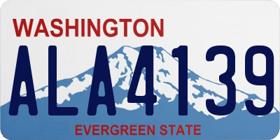 WA license plate ALA4139
