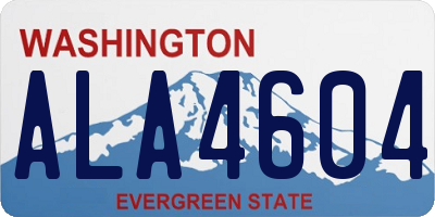 WA license plate ALA4604