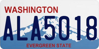 WA license plate ALA5018