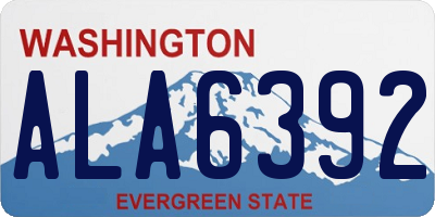 WA license plate ALA6392