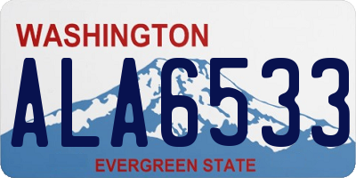 WA license plate ALA6533