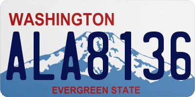 WA license plate ALA8136