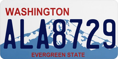 WA license plate ALA8729